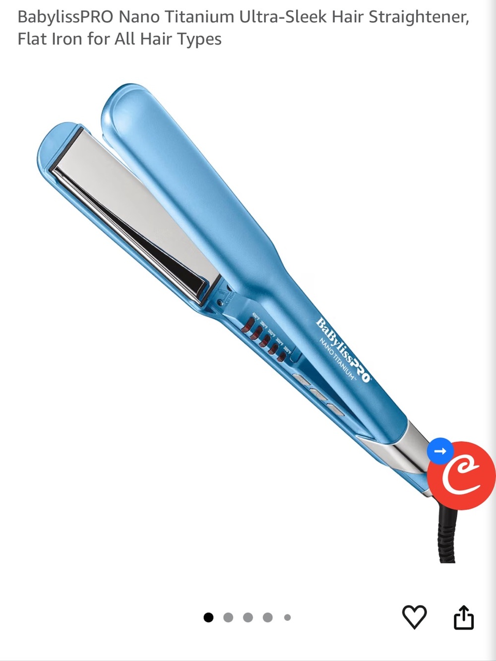 BaBylissPRO Nano Titanium Light Blue Hair Straightener